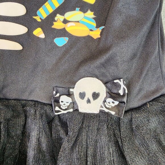 Girls Black & White Scary Skeleton Halloween Costume Dress Size M 7-10 - Picture 5 of 9